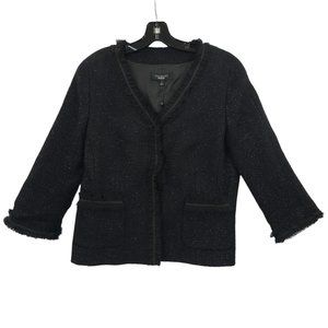 Talbots Grace Fit Wool Blend Snap Front Jacket 10 Shimmer 3/4 Quarter Sleeve NEW